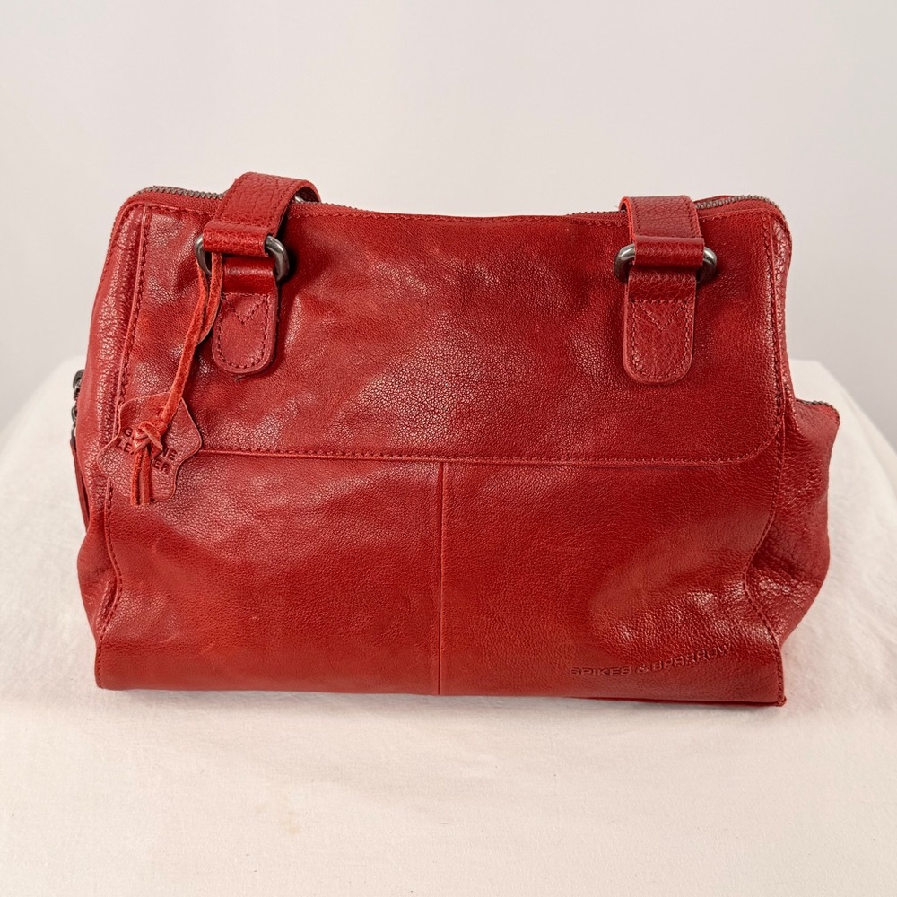 Spikes &‎ Sparrow Leather Zip Satchel Bag Purse in Red